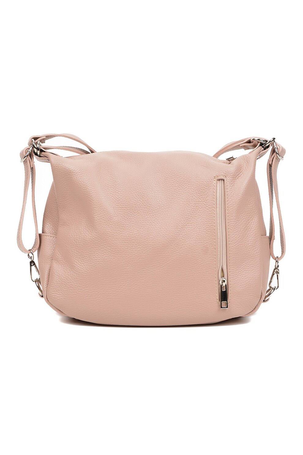 Isabella Rhea, Geanta din piele cu bareta de umar si buzunar frontal, Crem