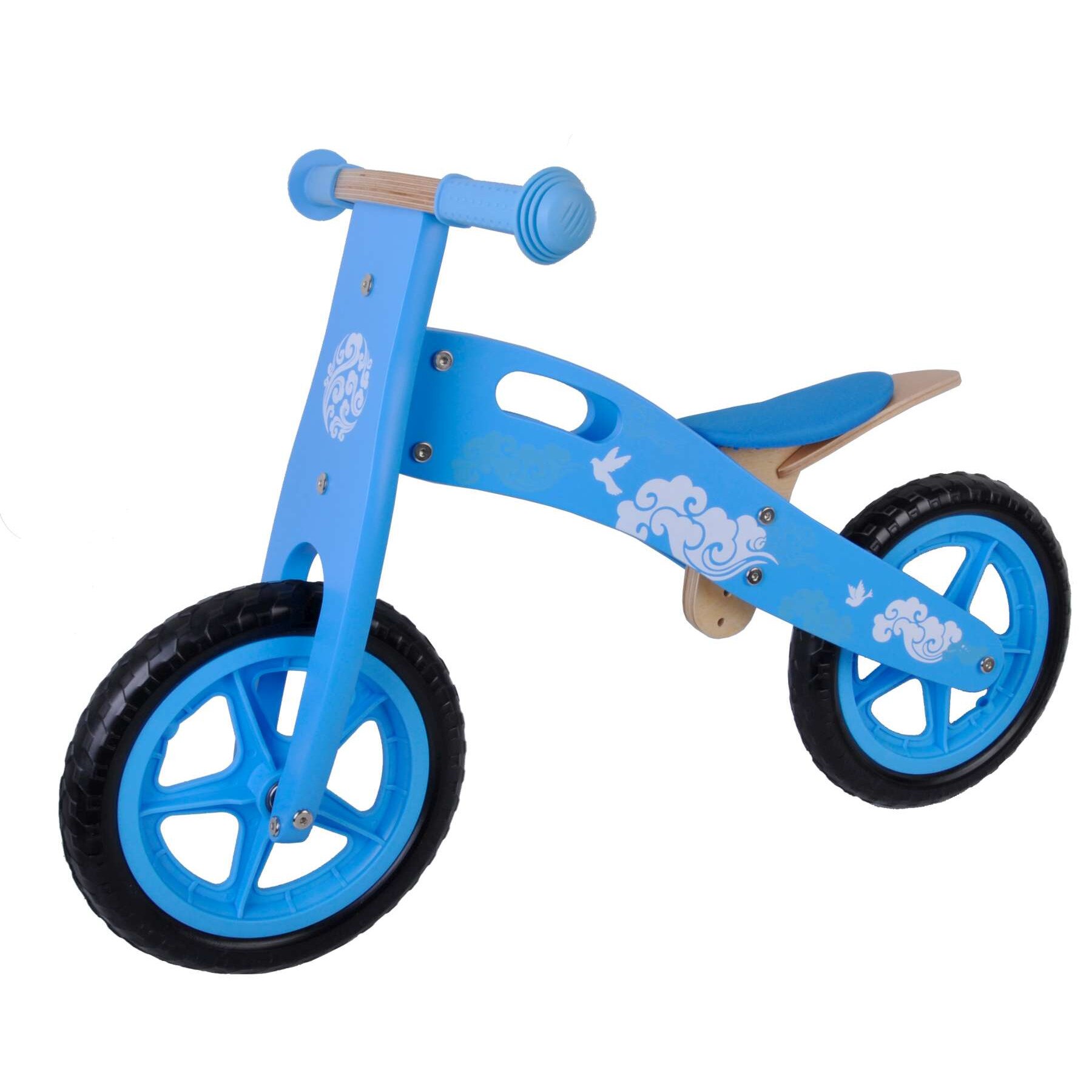 Bicicleta de exhilibru Volare Yipeeh, pentru baieti si fete, 12 inch, culoare albastru/alb, fara frane