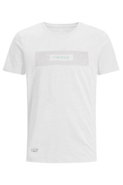 Tricou cu maneca scurta barbati Volcano T-Striped, Imprimeu text, Bumbac, Alb, L