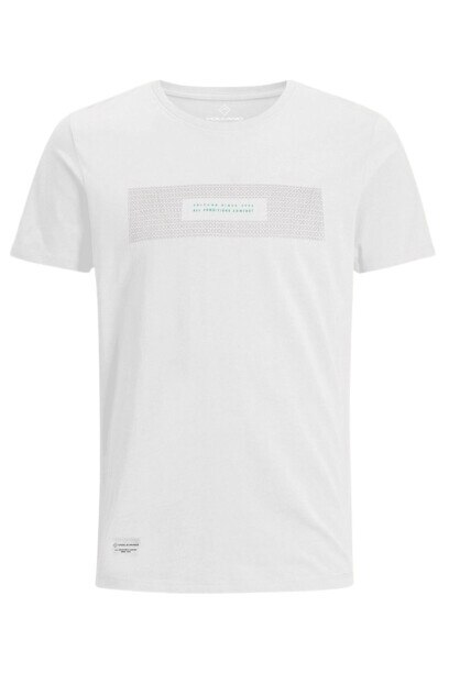 Tricou cu maneca scurta barbati Volcano T-Striped 2, Imprimeu text, Bumbac, Alb, M