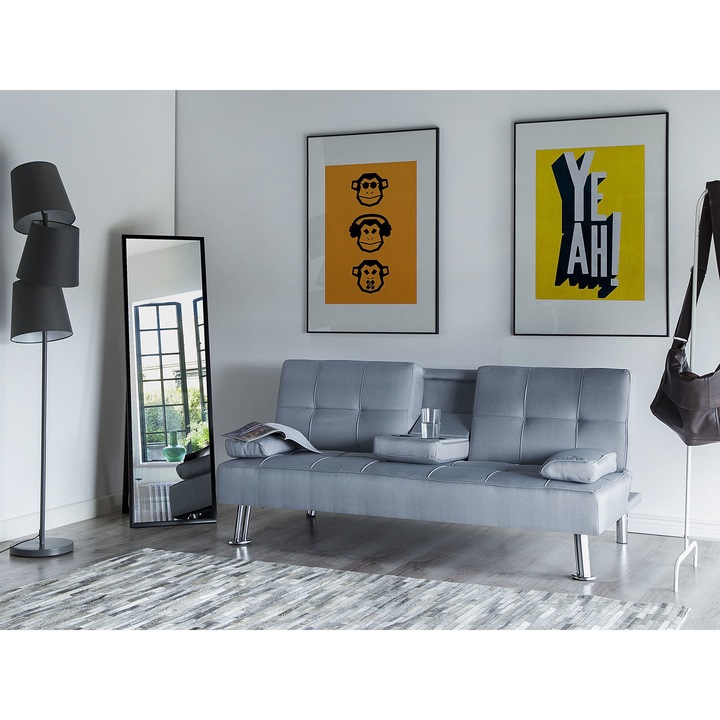 Világosszürke kárpitozott kanapéágy ROXEN