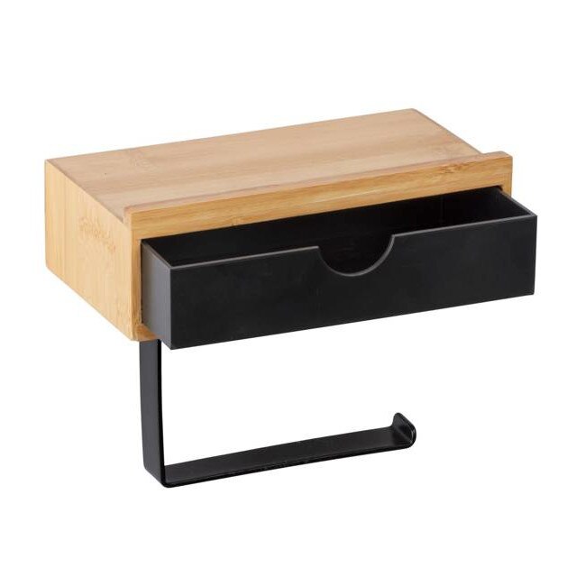 Suport hartie igienica BAMBOO, Negru, 10,5x18,5x14 cm, Wenko