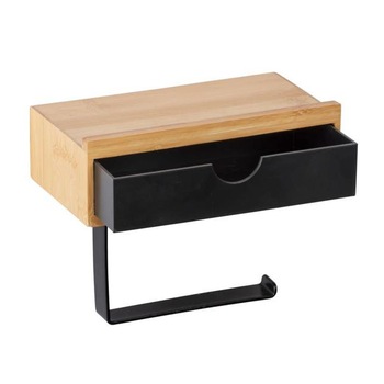 Suport hartie igienica BAMBOO, Negru, 10,5x18,5x14 cm, Wenko Suport hartie igienica BAMBOO, Negru, 10,5x18,5x14 cm, Wenko