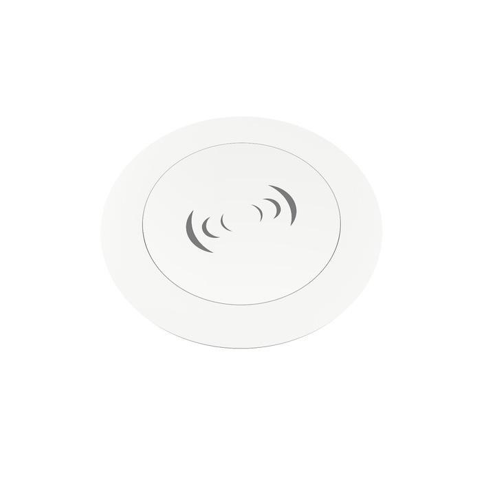 Incarcator wireless, charging, incorporabil in blat, 80mm diametru, alb