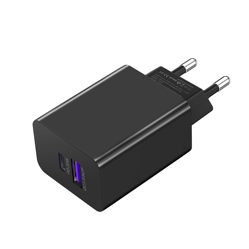 Incarcator Rapid Priza, Retea YZ27-BLK , Freya, Fast charge , 20W PD QC3.0 Doua Porturi Dual Port Type C USB-A Negru