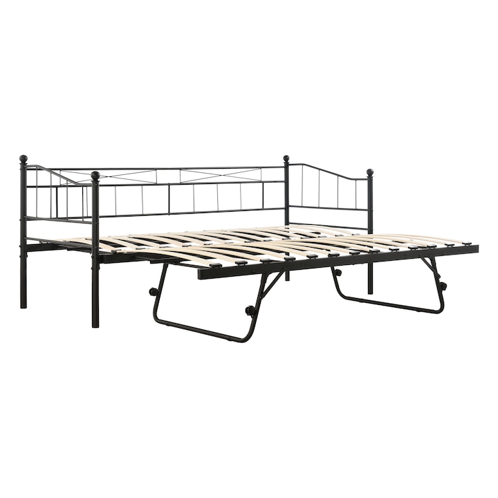 Limitator Rama Pat Pat rama metalica Skutskar S, en.casa, 211,5 x 95 x 95 cm, otel, 150 kg ...