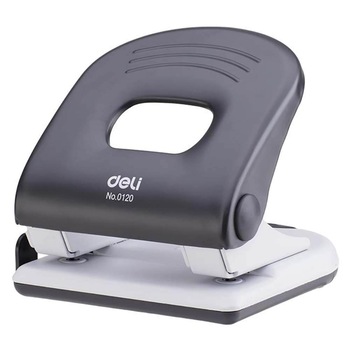 Perforator Deli, Capacitate 40 Coli, Plastic/Metal, Negru Perforator Deli, Capacitate 40 Coli, Plastic/Metal, Negru