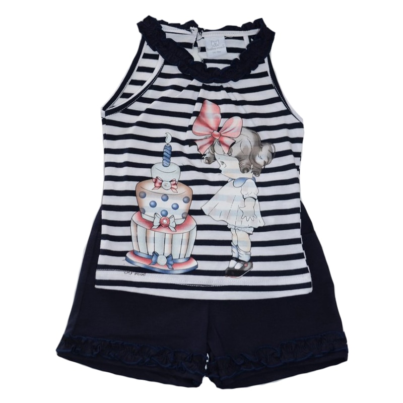 Compleu 2 piese de vara pentru fete Baby Rose BBR1-92, Bleumarin 735