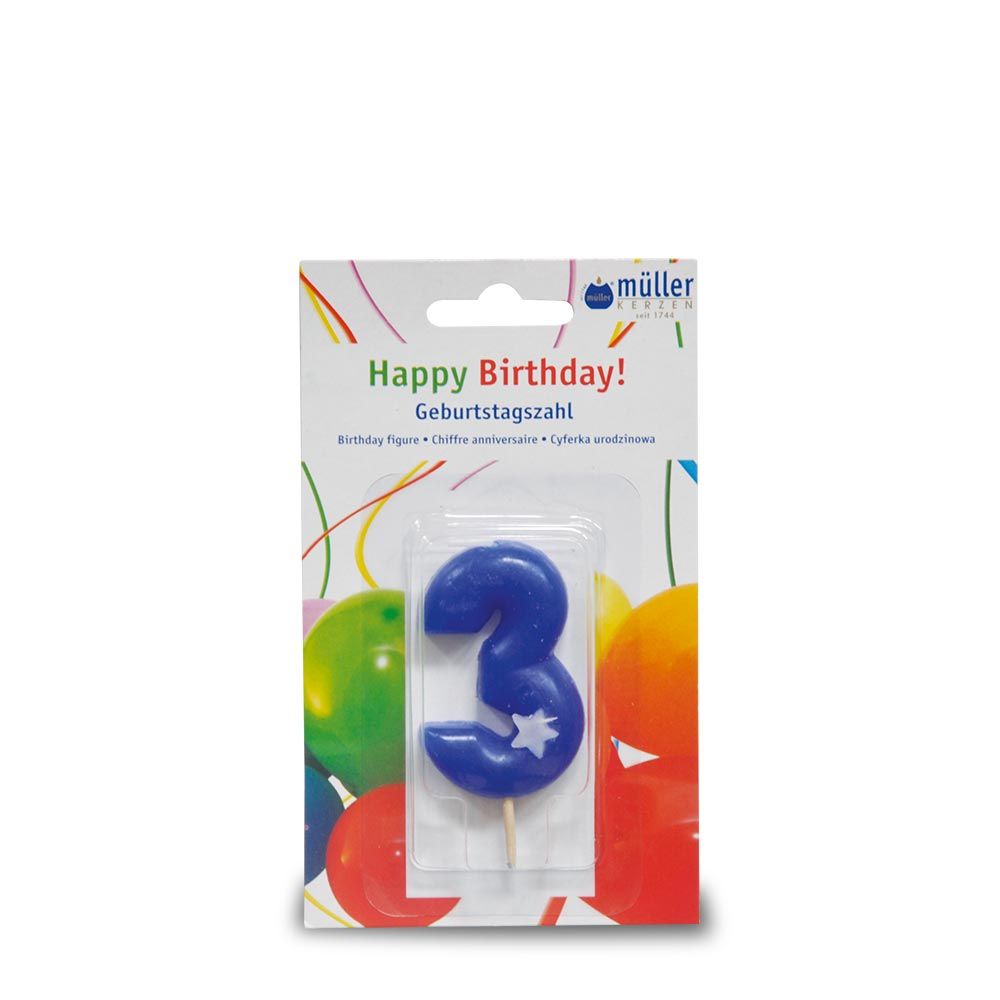 Lumanare aniversara, Happy Birthday, cifra 3 - Müller