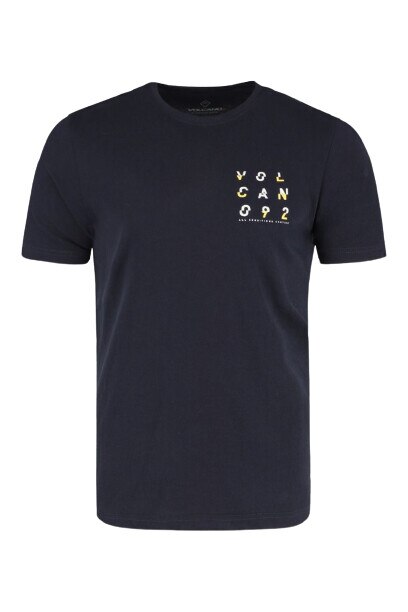 Tricou cu maneca scurta barbati Volcano T-Techs, Imprimeu logo, Bleumarin