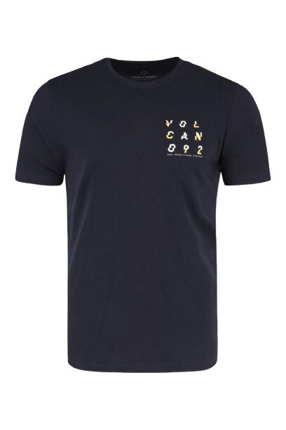 Tricou Volcano T-TECHS, Imprimeu logo, Bumbac, Bleumarin inchis