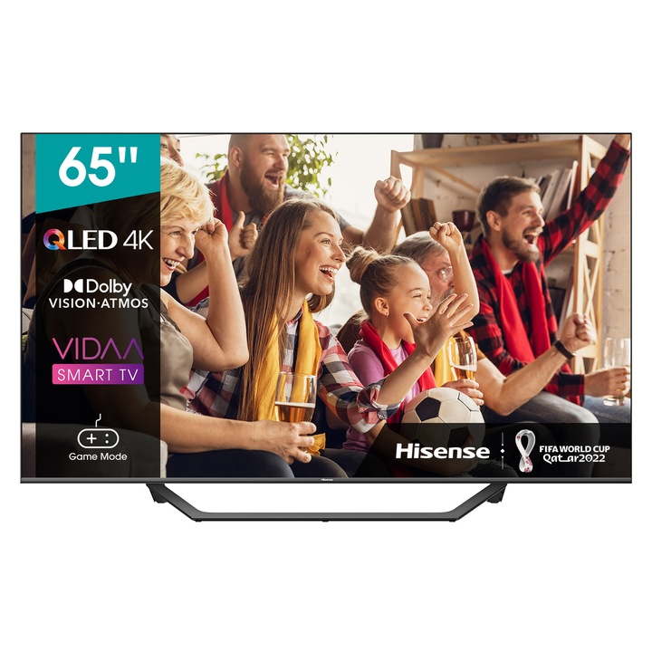 Televizor, Hisense, 65A7GQ QLED Smart LED, 164 cm, 4K Ultra HD, Negru