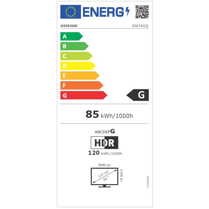 Televizor LED Smart HISENSE 50E76GQ, 4K Ultra HD, 127 cm, Clasa G, Negru