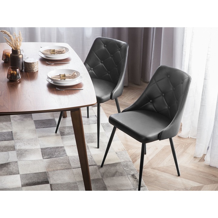 Fekete műbőr étkezőszék kétdarabos szettben VALERIE