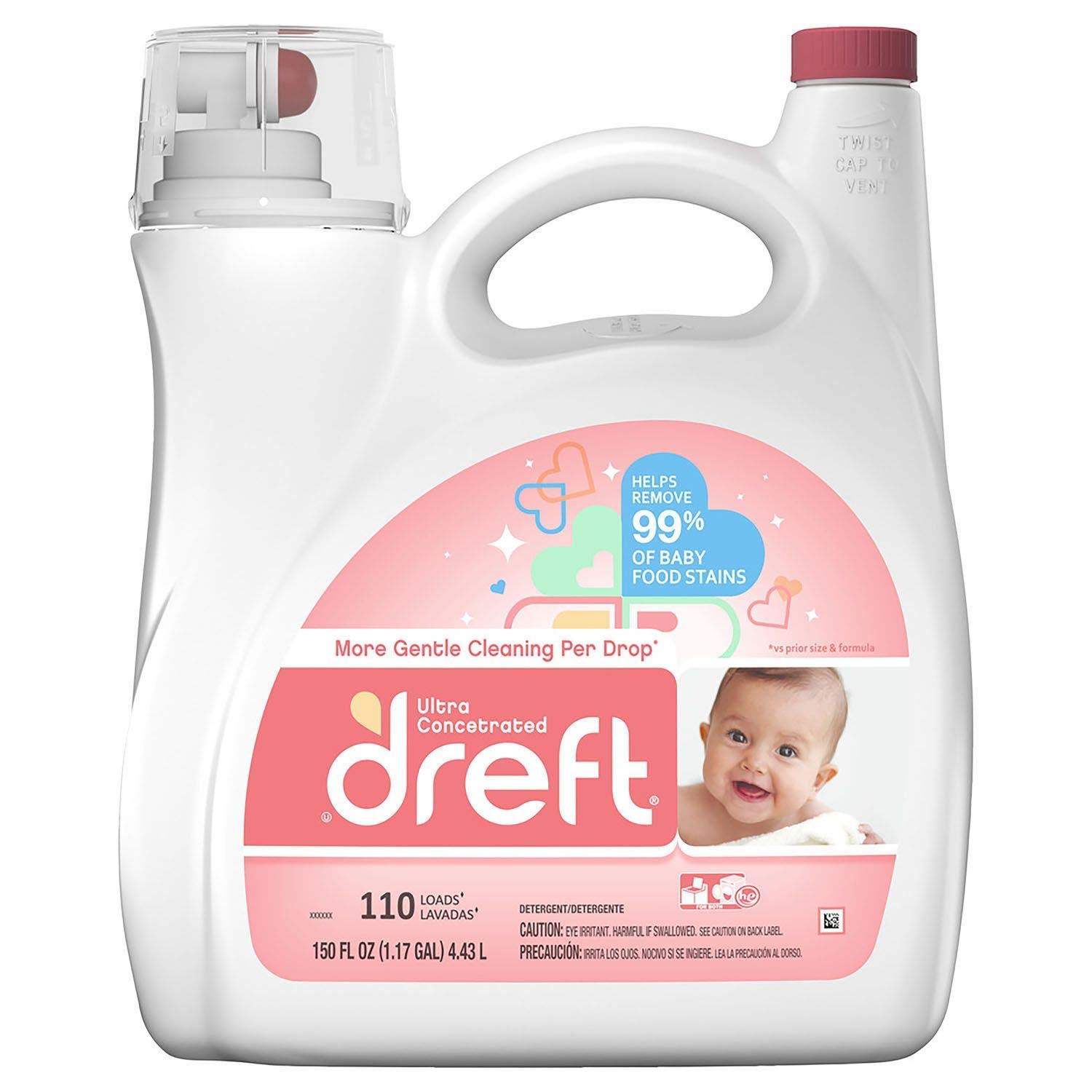 Detergent lichid Dreft Ultra Concentrat sensitive skin 110 spalari 4.43 l