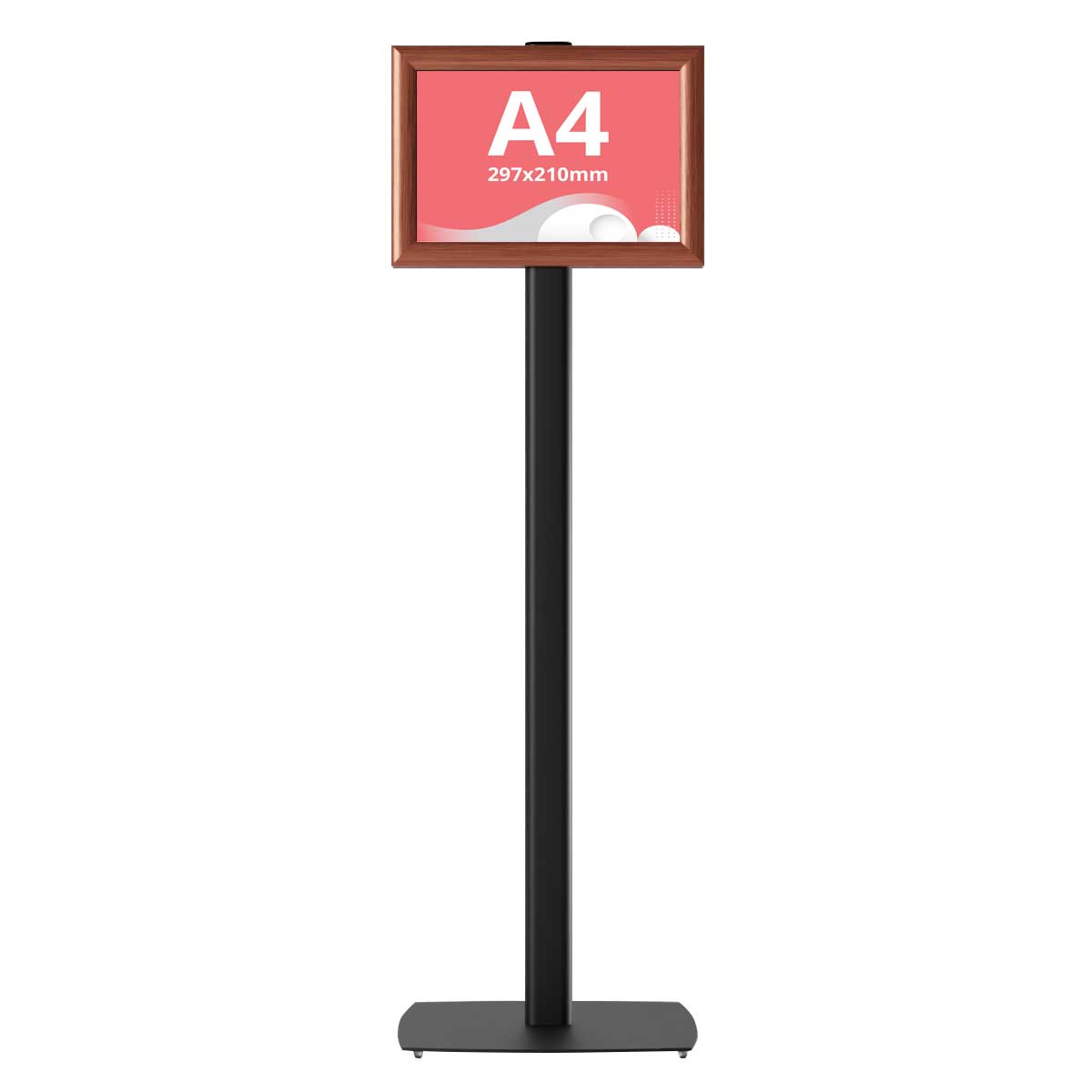 Panou informativ cu aspect de LEMN JJ DISPLAYS, Landscape, dimensiune print A4 210 x 297 mm