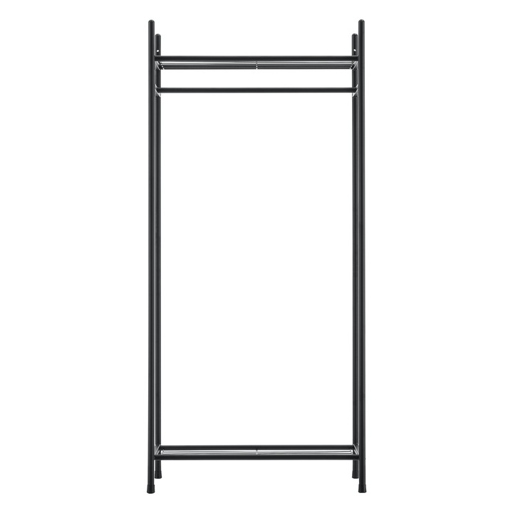 Dulap haine Model 6, en.casa, 130 x 60 x 40 cm, otel, 45 Kg, negru cu 1 bara si 2 rafturi