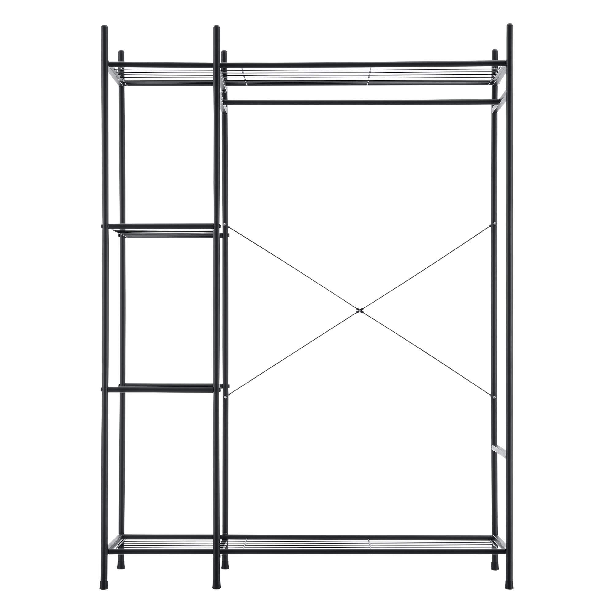 Dulap haine Model 3, en.casa, 150 x 110 x 40 cm, otel, 75 Kg, cu 1 bara si 4 rafturi