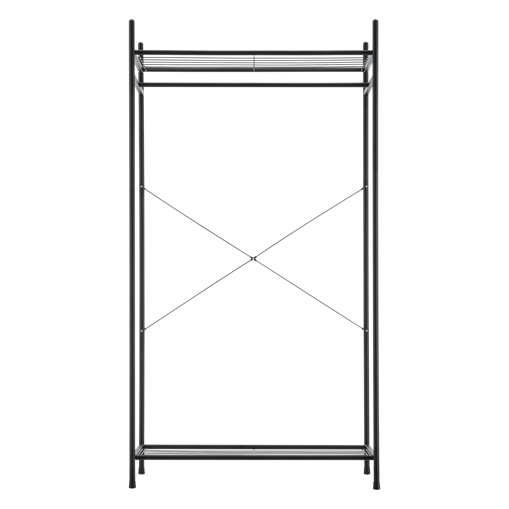 Dulap haine Model 5, en.casa, 150 x 80 x 40 cm, otel, 45 Kg, negru cu 1 bara si 2 rafturi