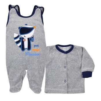 Compleu 2 piese salopeta si bluza pentru baieti Koala 3193-B-80, Gri 80 CM Compleu 2 piese salopeta si bluza pentru baieti Koala 3193-B-80, Gri 80 CM