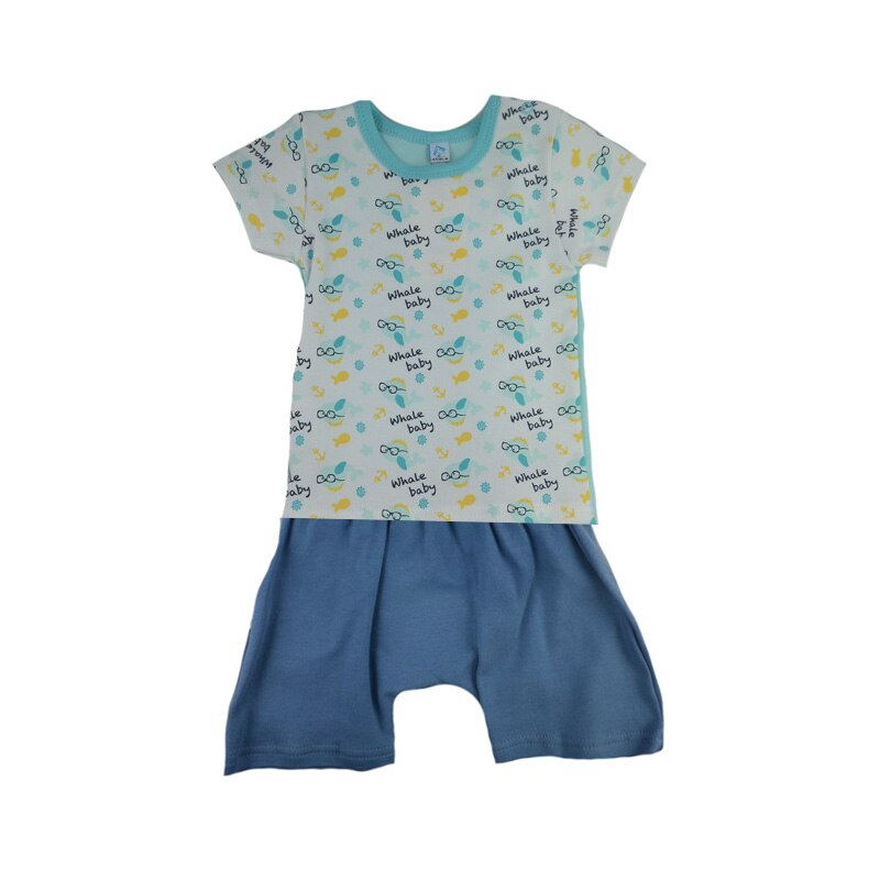 Compleu 2 piese de vara pentru baieti Koala Wielorybek 04-337T, Turcoaz 53856