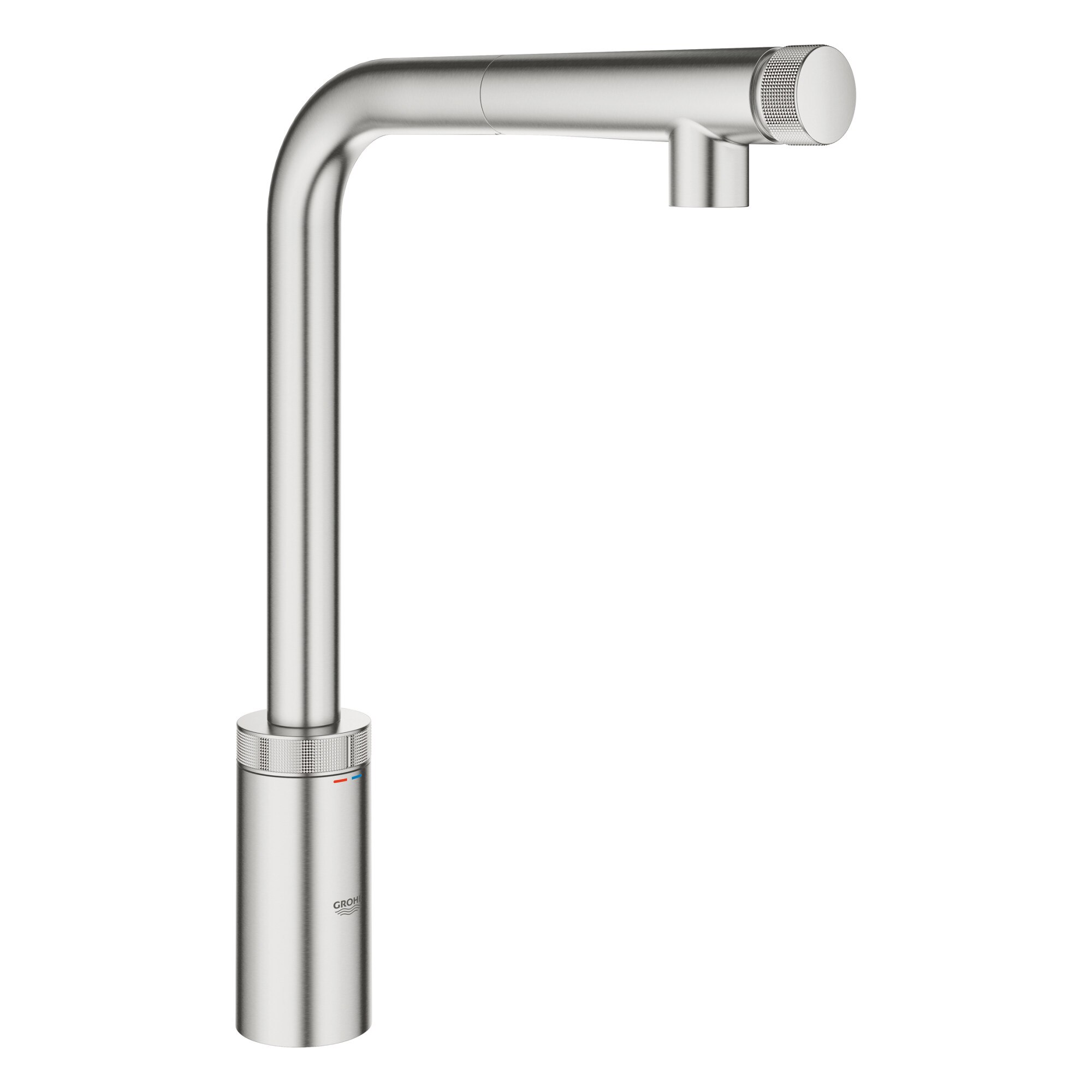 Baterie de bucatarie Grohe Minta Smartcontrol 31613DC0, 3/8'', pipa inalta, tip L, dus extractabil, mat, supersteel
