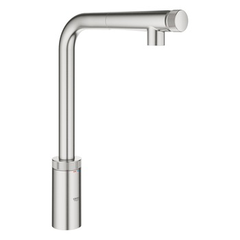 Baterie de bucatarie Grohe Minta Smartcontrol 31613DC0, 3/8'', pipa inalta, tip L, dus extractabil, mat, supersteel Baterie de bucatarie Grohe Minta Smartcontrol 31613DC0, 3/8'', pipa inalta, tip L, dus extractabil, mat, supersteel