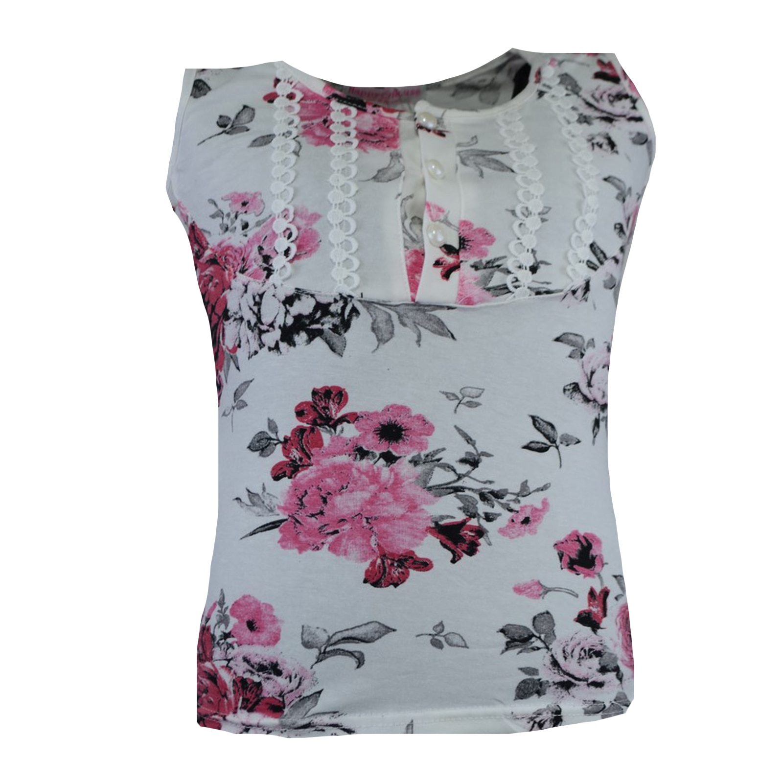 Tricou fara maneci pentru fete Happy House CVC-1157, Roz 128 cm