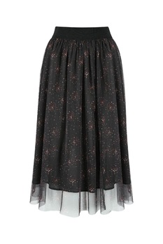 Fusta midi G-Nela, Imprimeu cosmic, Poliester, Negru Fusta midi G-Nela, Imprimeu cosmic, Poliester, Negru