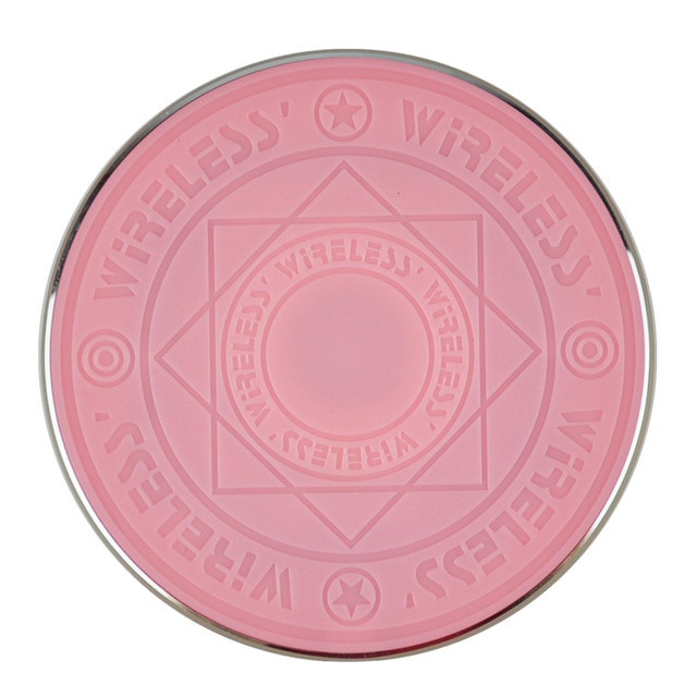 Incarcator Wireless pentagrama fast charge cu lumini de prezenta, culoarea Roz