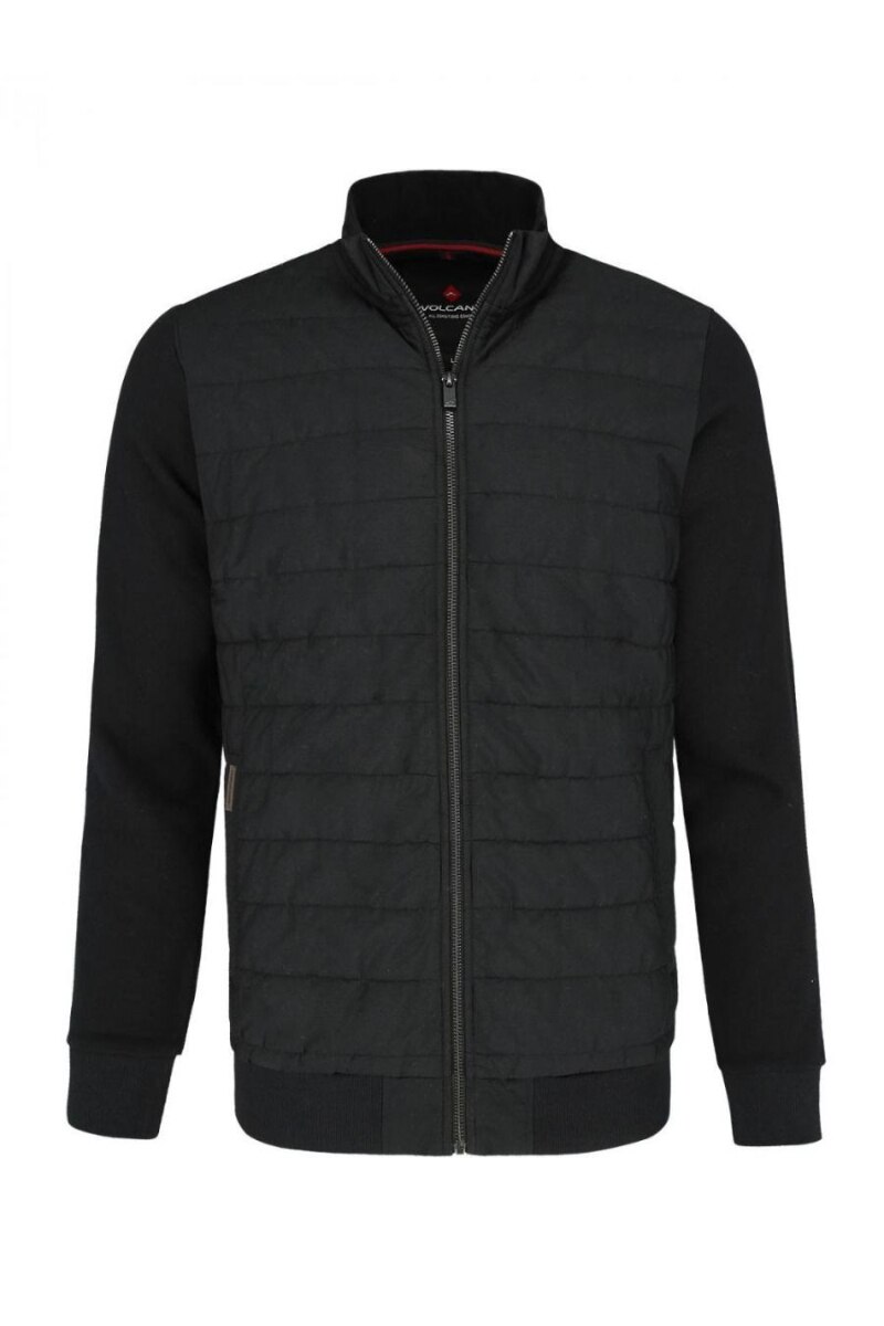 Jacheta cu fermoar Volcano B-Bolton, Bumbac, Negru, Negru