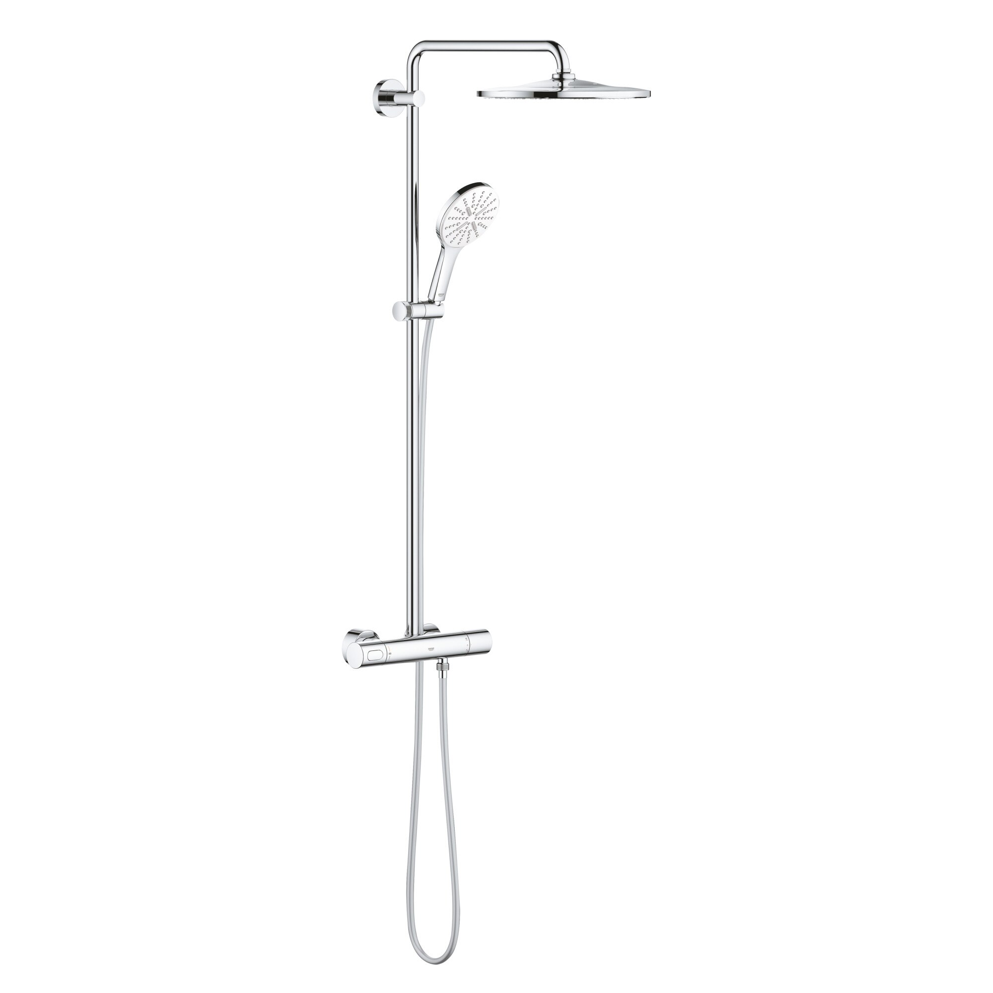 Sistem de dus Grohe Rainshower SmartActive 310 26647LS0, aparent, termostat, 310 mm, crom/alb