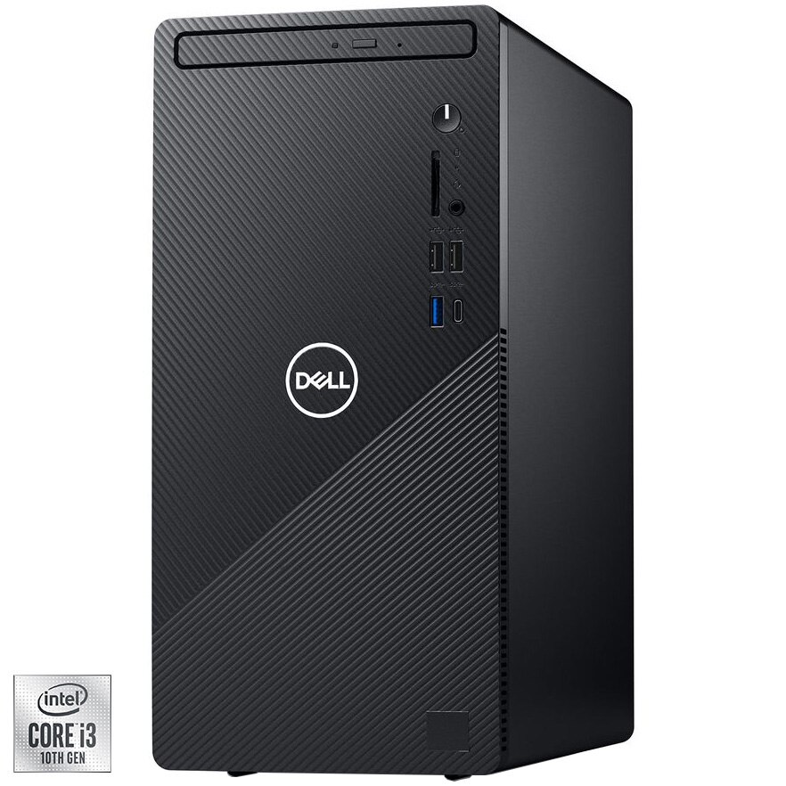 Sistem Desktop PC Dell Inspiron 3881 cu procesor Intel® Core™ i3-10100 pana la 4.30 GHz, Comet Lake, 8GB DDR4, 1TB HDD, DVD-RW, Intel® UHD Graphics 630, Windows 10 Home