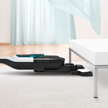 Aspirator vertical Bosch Athlet ProHygenic BCH86HYG1, 0.9 l, 25.2 V, Li-Ion, Perie electrica All Floor High Power, Sistem Filtru Pro Hygenic, Autonomie pana la 60 min, alb