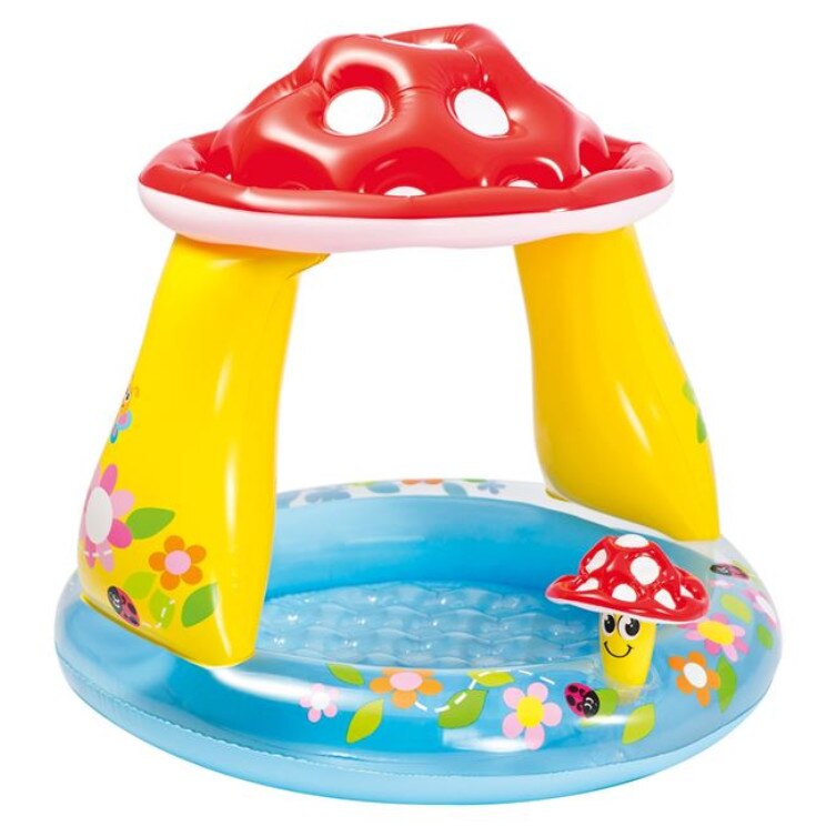 Piscina gonflabila pentru copii cu acoperis, INTEX, model ciuperca, multicolor, 102x88 cm