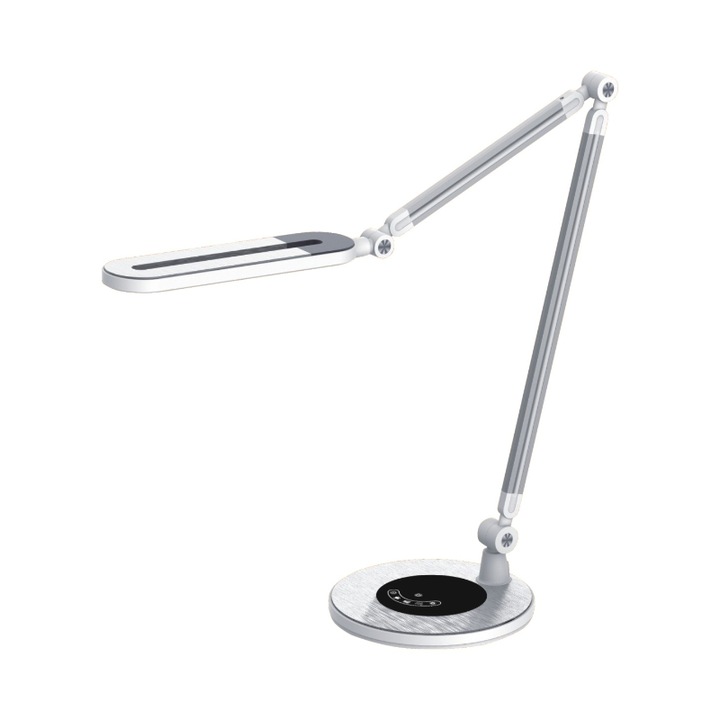 Lampa de birou LED, Kaja, K-BL1221, Seria ALETTE, Comutator tactil, Argintiu