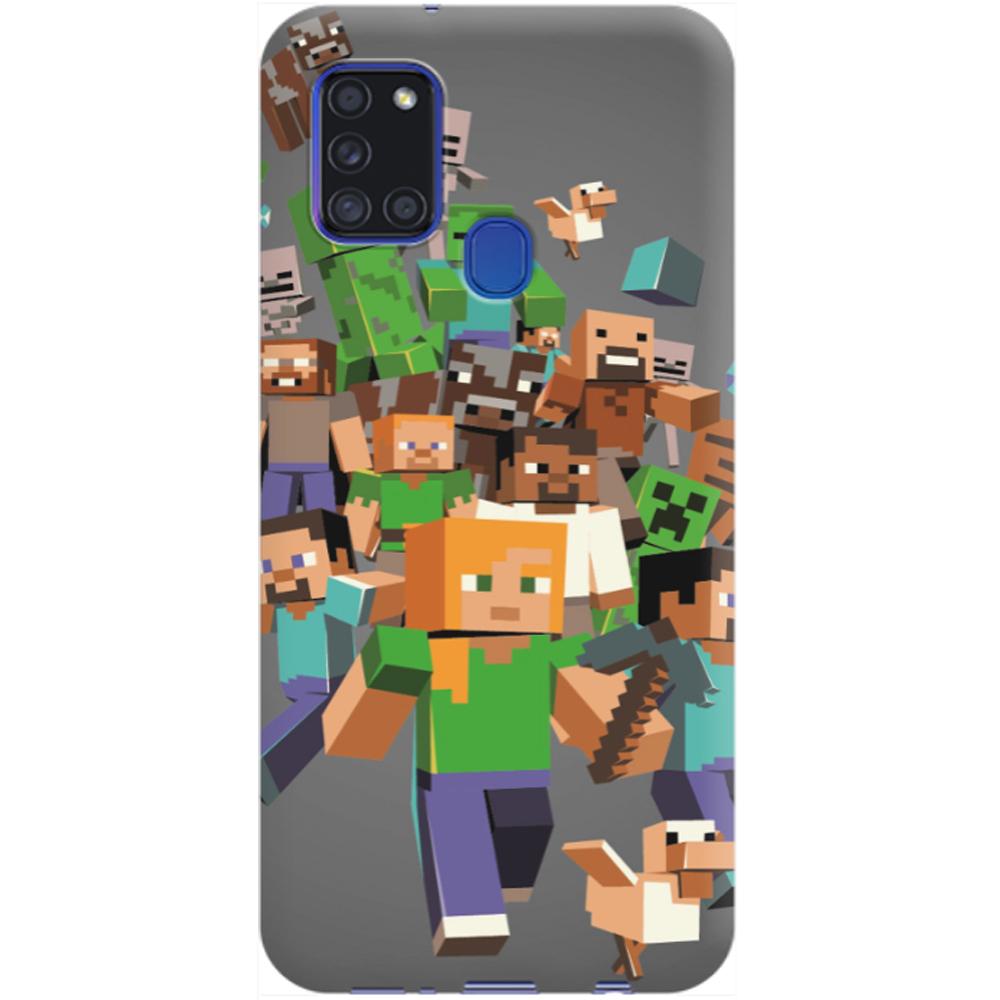 Husa silicon compatibila cu Samsung Galaxy A21s model Minecraft Characters, Silicon, TPU Viceversa
