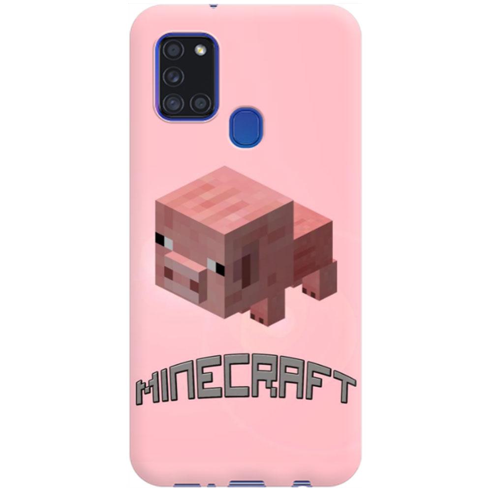 Husa silicon compatibila cu Samsung Galaxy A21s model Minecraft Pig, Silicon, TPU Viceversa