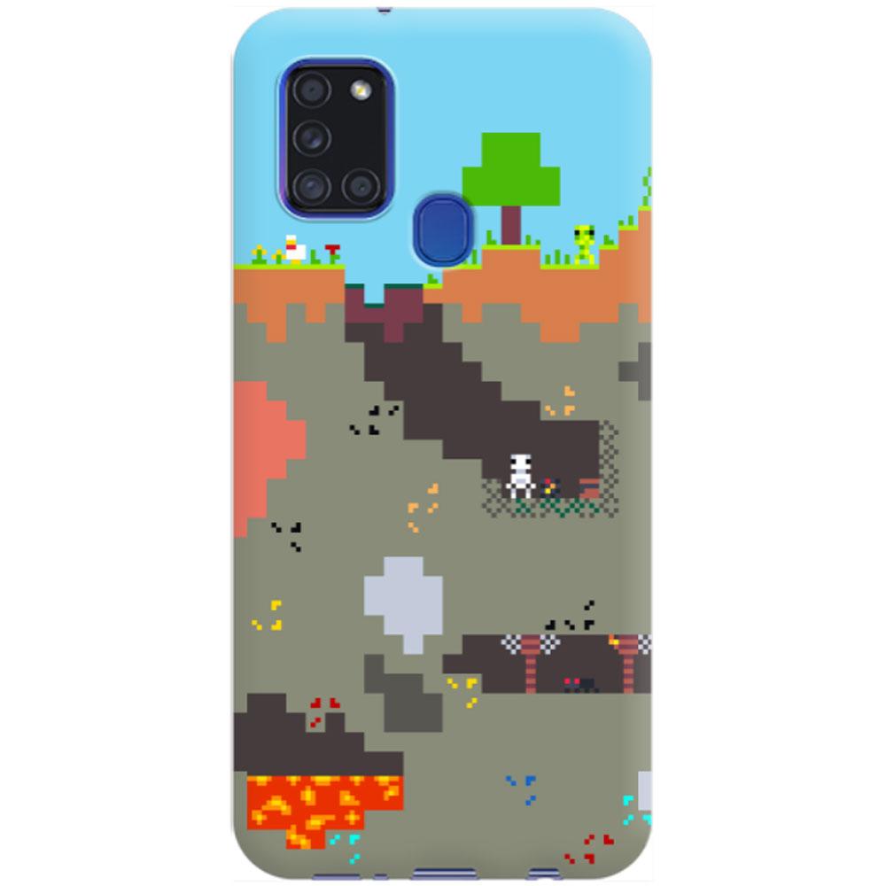 Husa silicon compatibila cu Samsung Galaxy A21s model Pixelated World Minecraft, Silicon, TPU Viceversa