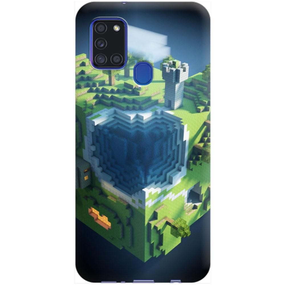 Husa silicon compatibila cu Samsung Galaxy A21s model Sky Block Minecraft, Silicon, TPU Viceversa