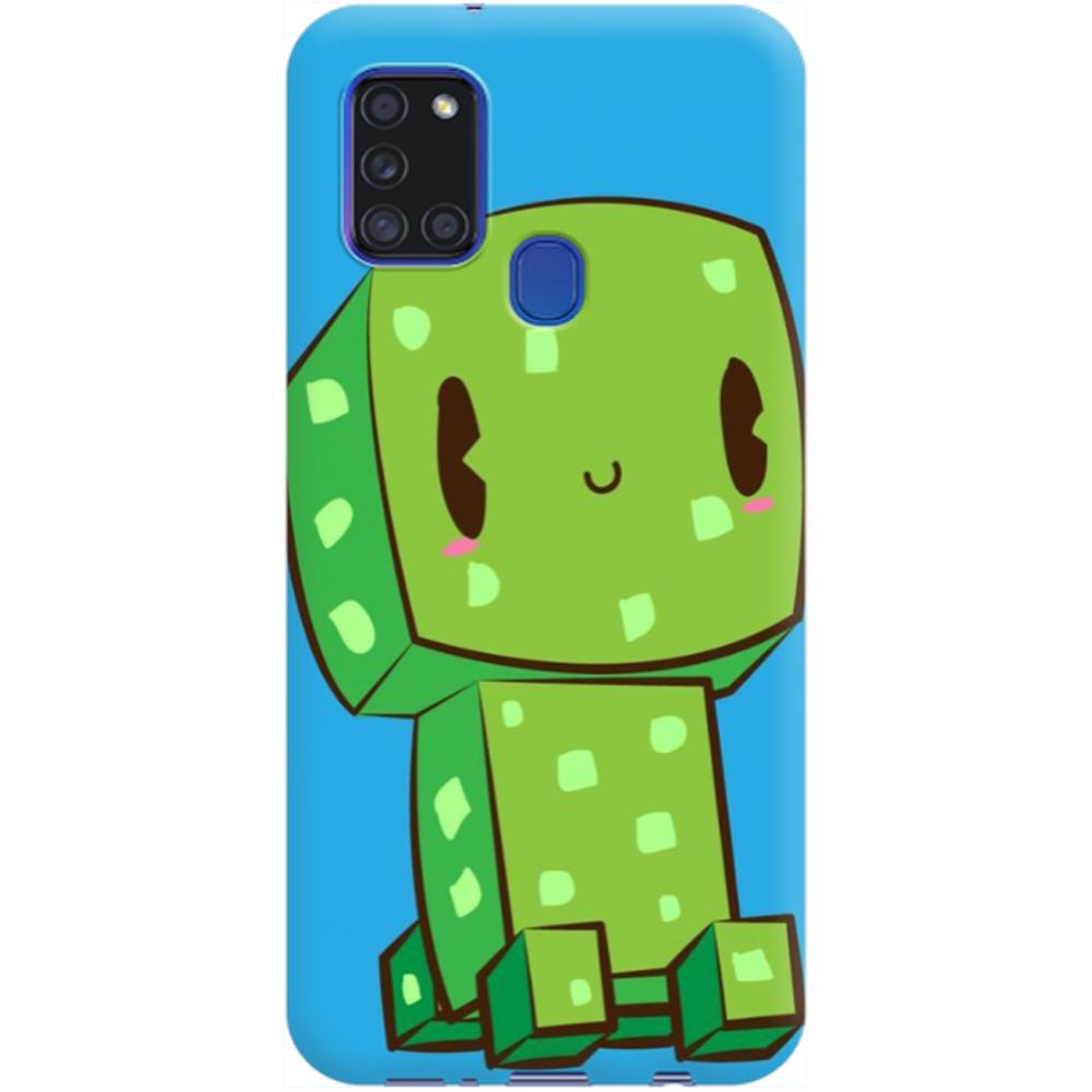 Husa silicon compatibila cu Samsung Galaxy A21s model Cute Creeper Minecraft, Silicon, TPU Viceversa