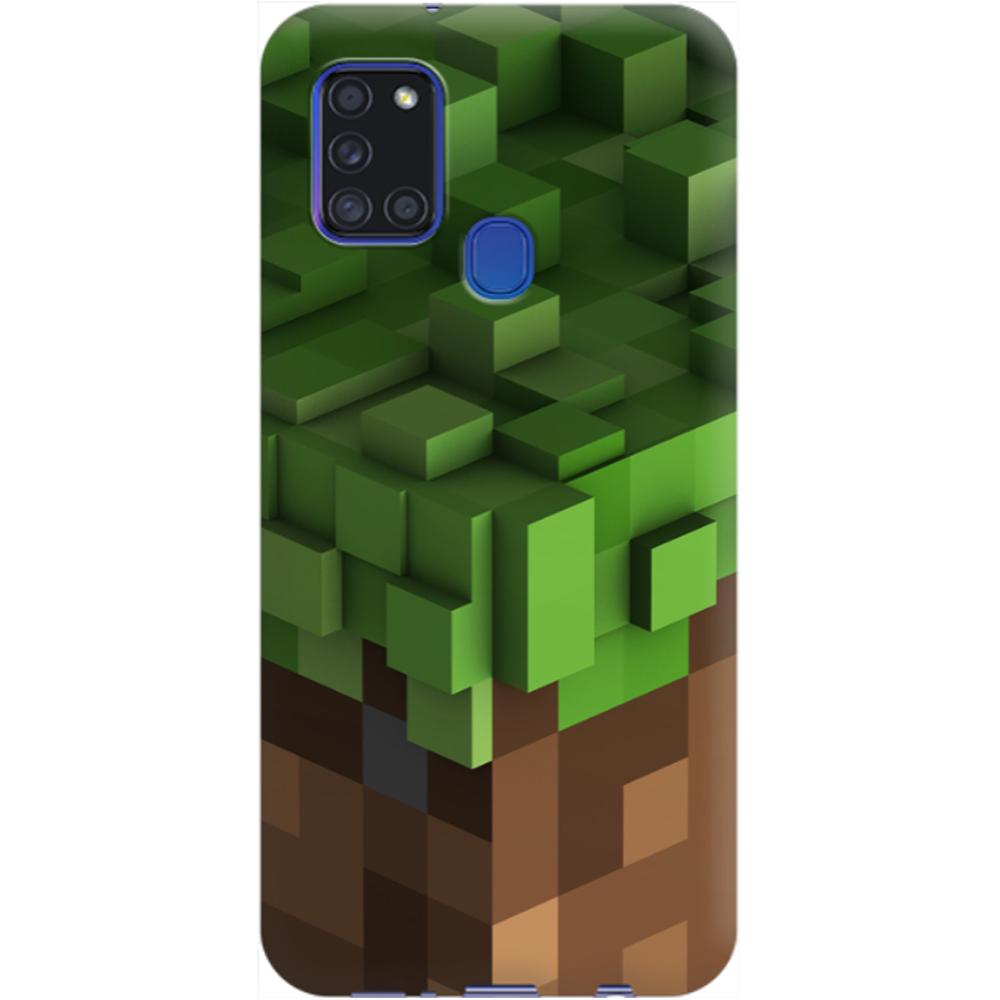 Husa silicon compatibila cu Samsung Galaxy A21s model Earth Block Minecraft, Silicon, TPU Viceversa