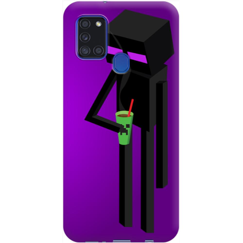 Husa silicon compatibila cu Samsung Galaxy A21s model Enderman Minecraft, Silicon, TPU Viceversa