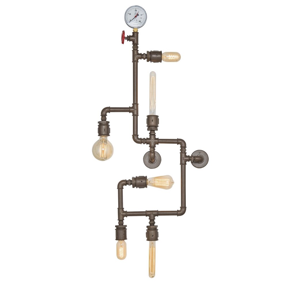 Aplica HOMEMANIA, Metal, 20 x 120 x 50 cm, 6 x E27, 40W, Maro inchis