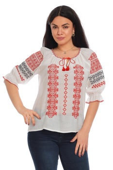 Ie Traditionala Romaneasca, maneca trei sferturi, Dress To Impress, Alb Ie Traditionala Romaneasca, maneca trei sferturi, Dress To Impress, Alb