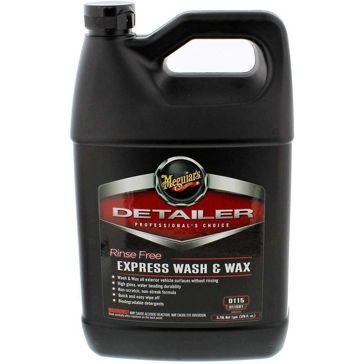 Meguiar's Rinse Free Express Wash and Wax Auto Shampoo D115, 3,78 л