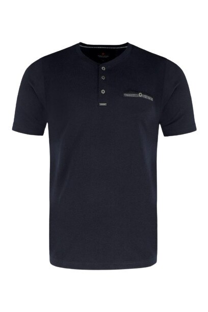 Tricou cu decolteu in V Volcano T-VIBER, Bumbac, Bleumarin inchis
