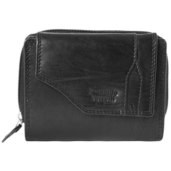 Portofel dama, Leonardo Verrelli, piele negru, protectie RFID, fermoar si capsa Portofel dama, Leonardo Verrelli, piele negru, protectie RFID, fermoar si capsa