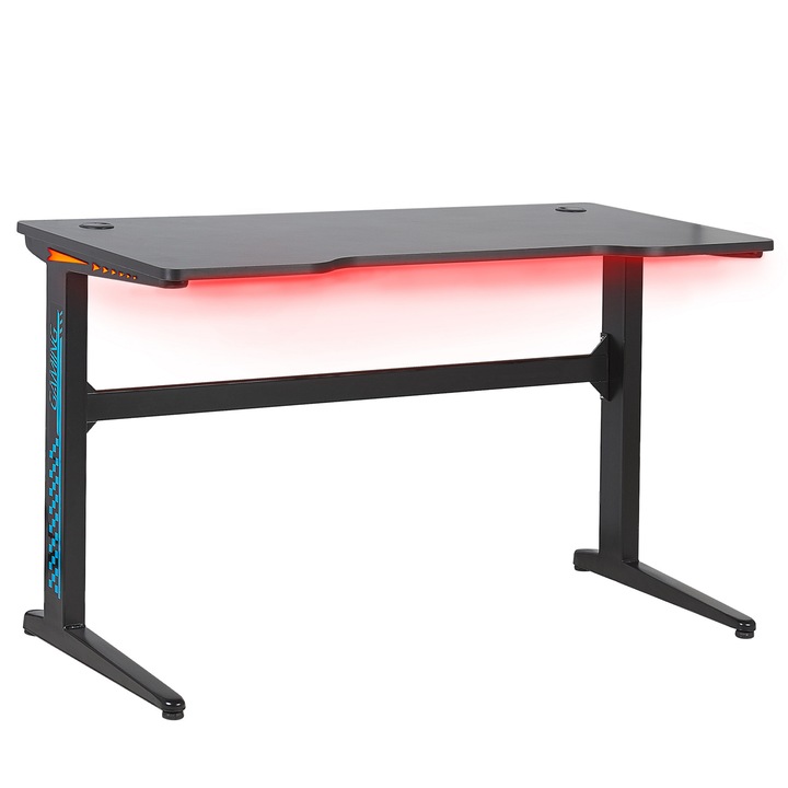 DORAN Gamer Asztal Fekete Színben RGB LED világítással 120 x 60 cm