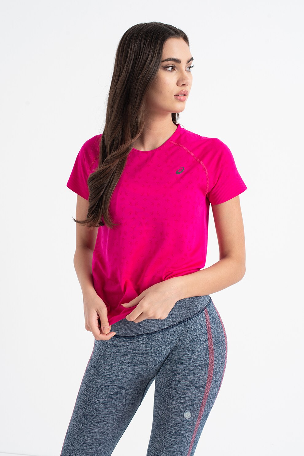 Asics, Tricou cu maneci raglan pentru alergare, Fucsia